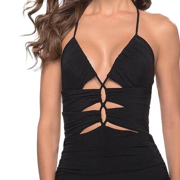 NWT La Femme 31334SC  Net Jersey  Prom Dress Black size 00 - Picture 4 of 9